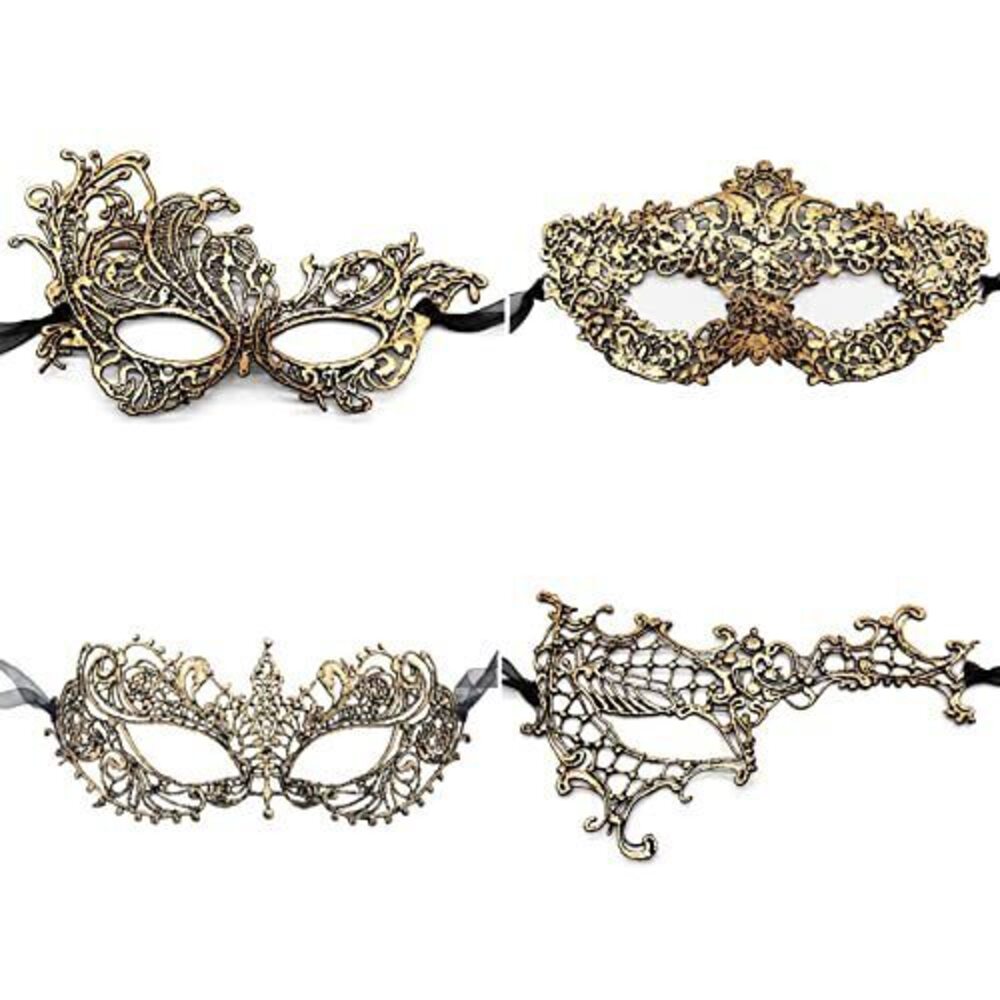 1803 Masquerade Mask : 4PCAK Lace Vintage Bronzing Lace Mask Carnival Mardi
